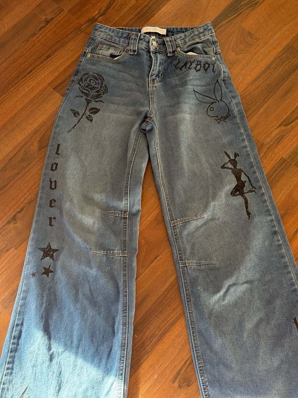 Playboy Y2K Graphic Wide Leg Denim Jeans